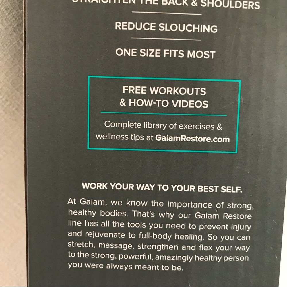 GAIAM Restore Posture Corrector Black Adjustable Clasps and Velcro NWT NIB - Picture 10 of 11